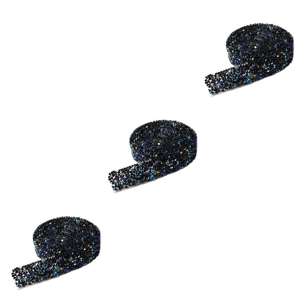 Billuyoard Bling Stickers Glitter Rhinestone Chain Fix Decor Beads Llamativo Taladro Tira con Lustre Negro AB 1 Código 2cmAncho Type1 NO1