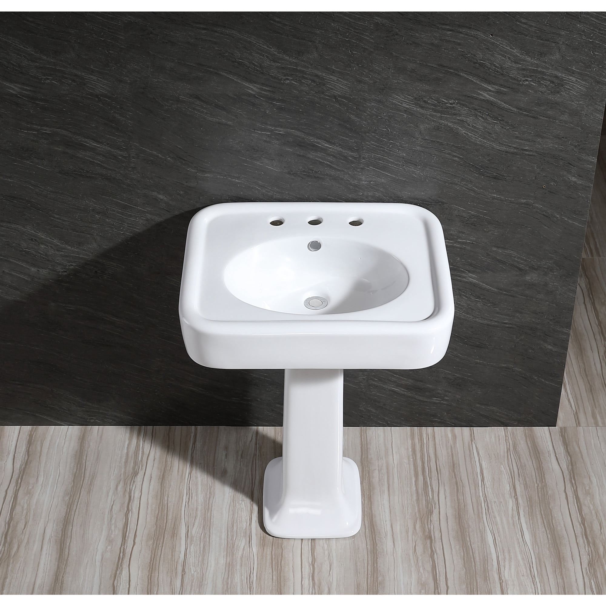 Kingston Brass VPB2268B Robert 26-Inch Ceramic Console Sink Top (8-Inch, 3-Hole) in White