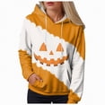 thumbnail image 3 of Godom Halloween Pumpkin Hooded Sweatshirts for Women Lightweight Halloween Graphic Drawstring Pullover, 3 of 6