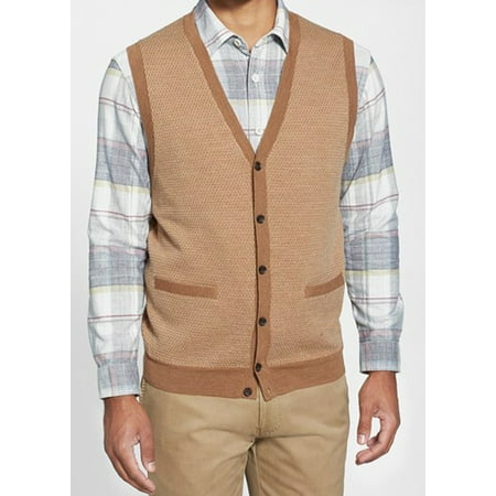 NORDSTROM NEW Beige Mens Medium M Cardigan Wool Knit Sweater Vest ...