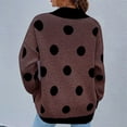 thumbnail image 4 of Sweaters for Women Casual Crew Neck Polka Dot Long-Sleeved Pullover Fall Outerwear,Brown,L, 4 of 6