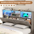 thumbnail image 5 of Queen Rustic Bed Frames With Storage Headboard Bookcase, Farmhouse Wooden Platform Panel Bed with 4 Drawers & Charging Station, No Boxing Need, Vintage Gray, 5 of 10