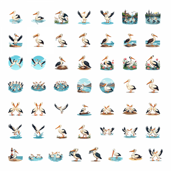 LUUFILx 50pcs Adorable Pelican Stickers Cartoon Animal Stationery Decals Toy Laptop Water Bottle Phone Bicycle Skateboard Sticker Set