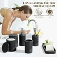 thumbnail image 6 of Bathroom Accessories Set, 6-Piece Bathroom Accessory Set, Toothbrush Holders Set, Soap Dispenser, Vanity Tray, Tumbler, Cotton Swab Jars, Bathroom Organizer for Modern Bathrooms(Black), 6 of 14