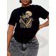 thumbnail image 2 of Women's Casual Crew Neck T-Shirt with Unique Cat & Skeleton Hug Design - Soft Polyester, Short Sleeve, Perfect for Spring & Summer, Locked In A Hug, Print, 2 of 7