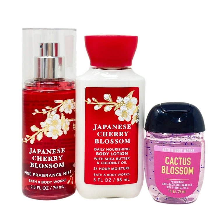 Bath and Body Works Japanese Cherry Blossom Thank You Cherry Much Travel  Gift Bag Set - Fragrance Mist - Body Lotion - Cactus Blossom Hand Gel -  Travel Size 