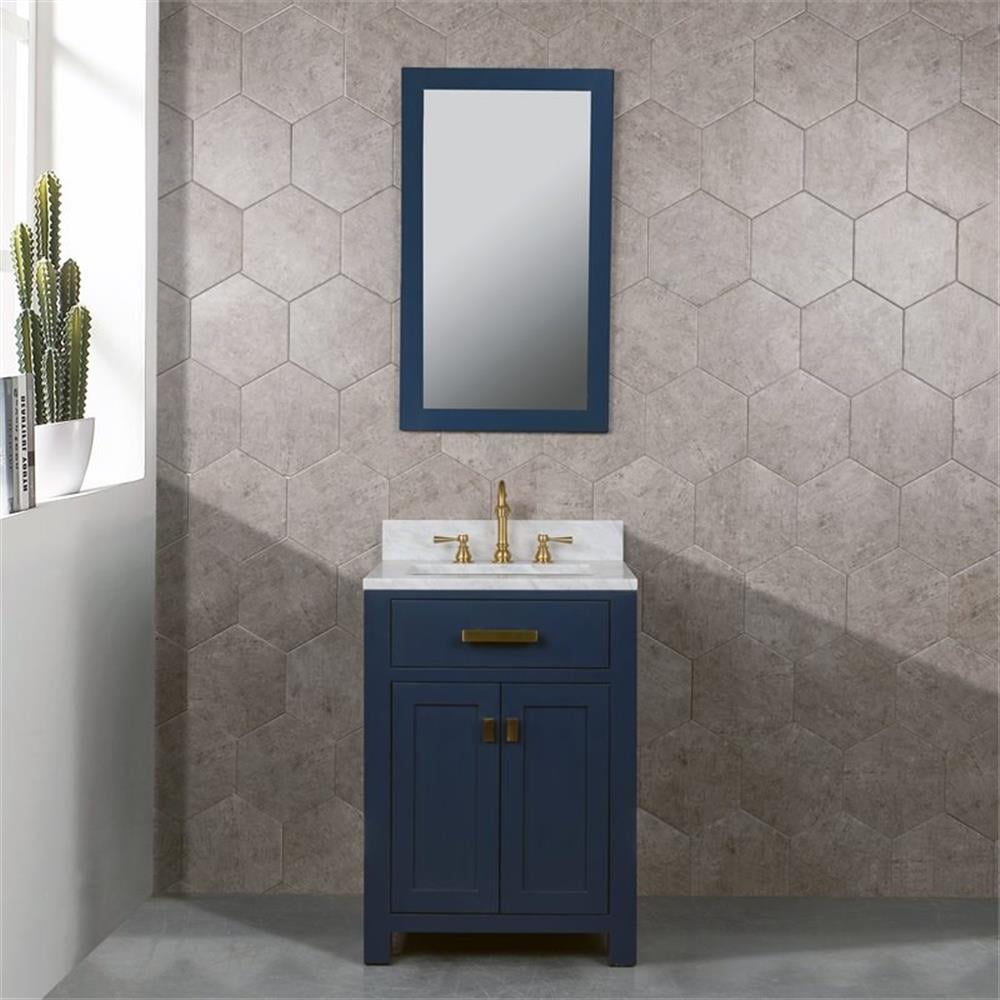 Water Creation Madison 24" Solid Hardwood Single Bathroom Vanity in Blue/Gold