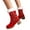 Red, variant on Christmas Ankle Boots for Women Chunky Heel Suede Winter Snow Booties Embroidery Plush Cuffs Outdoor Shoes Red 6