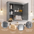 thumbnail image 2 of 35" Bathroom Medicine Cabinet, Wall Mounted Storage Organizer with Mirror Door, Open Shelf, Wood Hanging Cabinet with Adjustable Shelves for Kitchen, 2 of 9