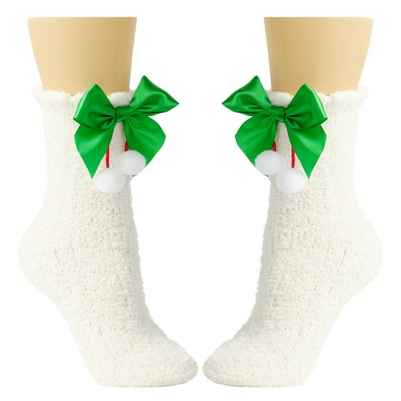 MIASHUI Chaussettes pour Femmes Chaussettes Thermiques d'Hiver pour Femmes Chaussettes Douillettes à Poils Doux Blanc