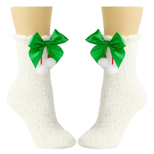 MIASHUI Chaussettes pour Femmes Chaussettes Thermiques d'Hiver pour Femmes Chaussettes Douillettes à Poils Doux Blanc