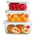 thumbnail image 1 of Chef Preserve Glass Vacuum Seal Containers for Food Storage, Made For Compact Vacuum Sealer, 3pcs set [1x Small, 1x Medium, 1x Large] Works With Hand, 1 of 6