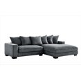 thumbnail image 4 of 102.4'' Oversized L Shaped Sectional Sofa with Chaise, 4 Seater Luxury Corduroy Fabric Cloud Couch, Soft Furry Deep Seat  Sofa with Pillows & Wide Arm, Right Facing, Dark Grey, 4 of 7