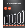 thumbnail image 2 of VEVOR Combination Wrench Set 8-Piece Metric 8 mm to 19 mm with Organizer Rack, 2 of 9