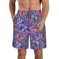 thumbnail image 2 of Uemuo Watercolor Butterflies Pattern Men's Swim Trunks Hawaiian Beach Bathing Suit Swimsuits Beach Quick-Dry Shorts with Pockets-Large, 2 of 9