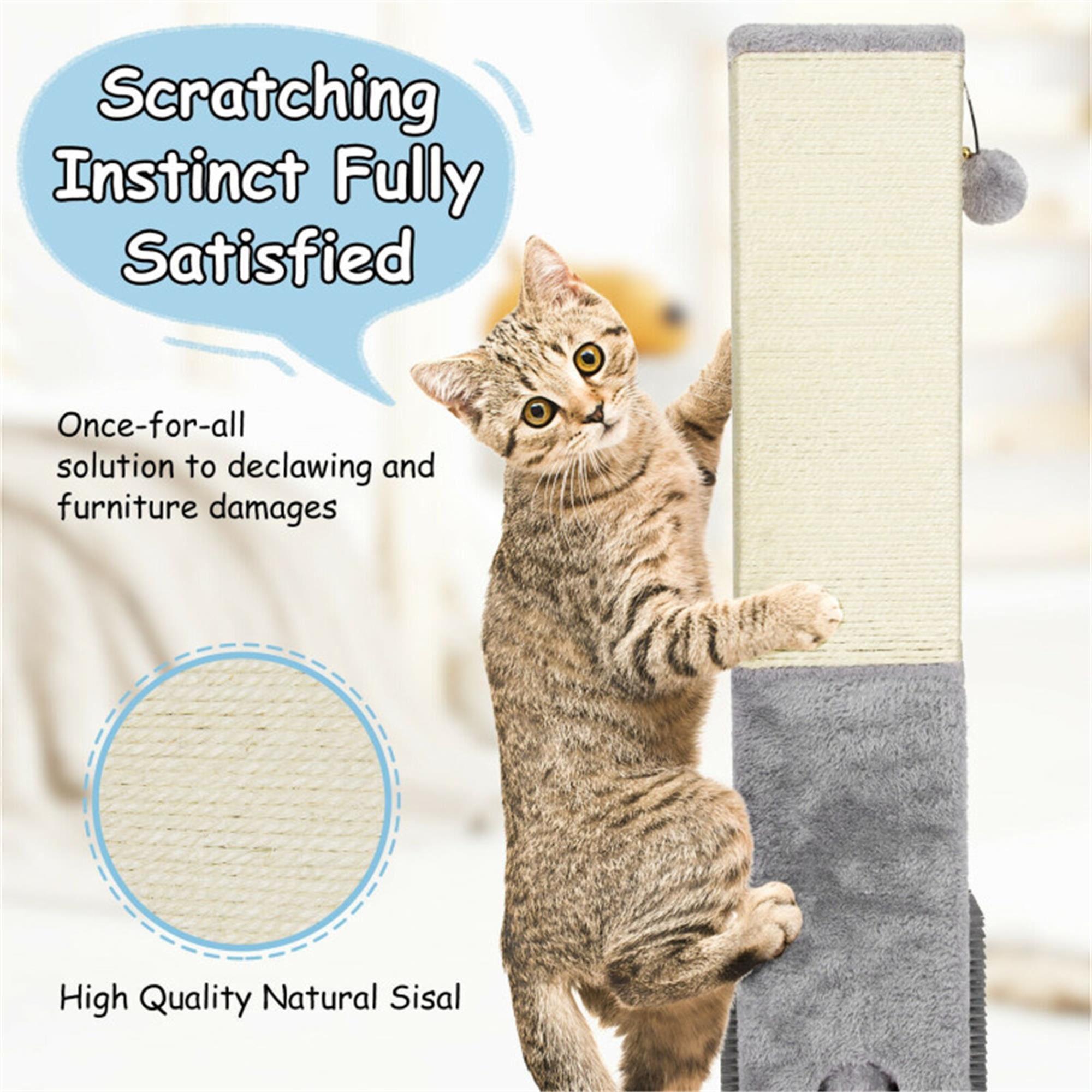 Kadyn 31" Cat Scratching Post for Large Cats with Sisal Rope and 2 Plush Ball, Indoor Square Cat Scratcher Tower Furniture, Gray