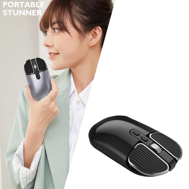 Ratón silencioso 1600 DPI ratones inalámbricos multi-dispositivo portátil de 2.4G para el cuaderno ordenador 24G BT negro