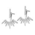 thumbnail image 2 of 925 Sterling Silver Cubic Zirconia Cz Bar Spikes Earrings Drop Dangle Jacket Set, 2 of 6