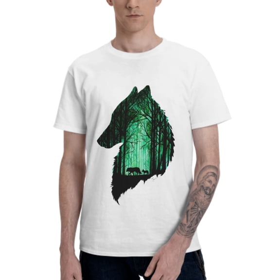 Forest Wolf T-Shirt for Men Cotton 100% Summer Tops Women Fashion Casual Short Sleeves Round Collar Short-Sleeve Couple Top Tees