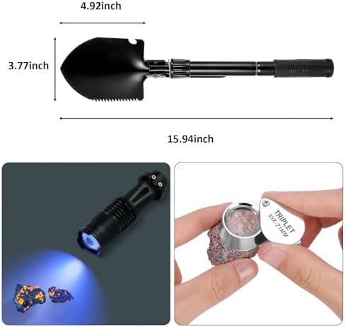 25 PCS Geology Rock Pick Equipment Kit, 28 oz. Rock Pick Hammer with 12" Mason Chisel, Safety Glasses, Whistle, Jewelers loupe, Tool Set for Hounding, Gold Mining & Prospecting, Stone Breaking$$