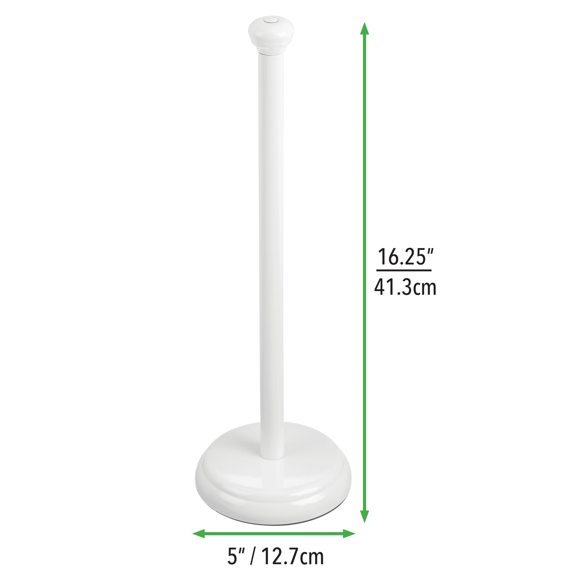 mDesign Metal Free-Standing Toilet Paper Holder - White