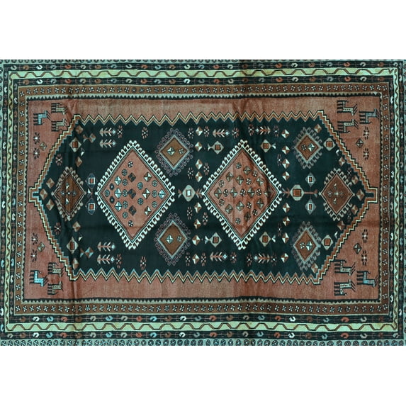 Ahgly Company Indoor Rectangle Persian Light Blue Traditional Area Rugs, 2' x 5'