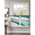 thumbnail image 2 of Sheer Curtains 45 inches Long, Teal Beige Gradient Waves Abstract Ombre Geometric Modern Light Filtering Sheer Window Curtains Rod Pocket Voile Drapes for Bedroom Living Room, 52"W x 45"L 2 Panels, 2 of 7