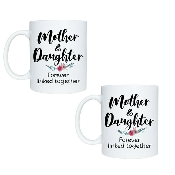 Pisexur Batería de cocina Taza de café de cerámica con texto en inglés "And Daughter", regalo para el Día de la Madre para la cocina del hogar