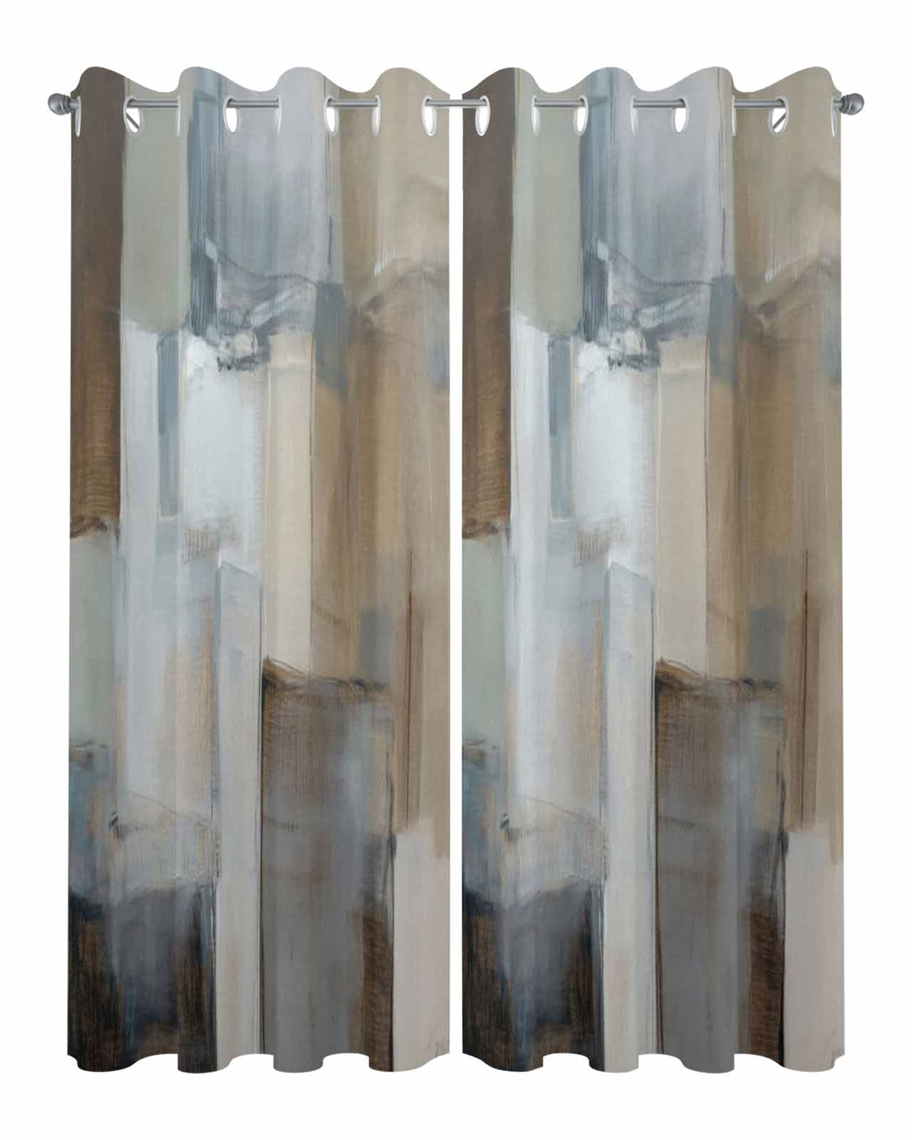 Blue Grey Art Outdoor Curtains for Patio, Vintage Painting Abstract Retro Art Privacy Drapes Grommet Waterproof Outside Curtains for Porch/Cabana/Balcony 54"x 95", 2 Panel