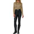 thumbnail image 3 of INSPIRE CHIC Women's Fringe Shirts Long Sleeve Button Down Chic Western Cowgirl Tops XS Khaki, 3 of 7