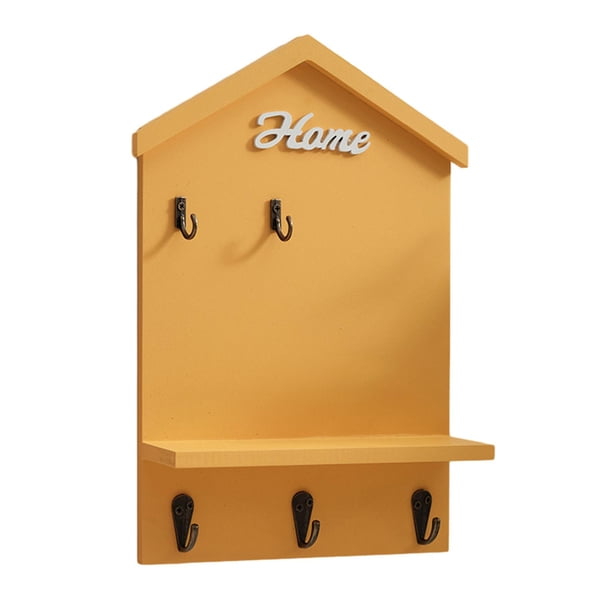 Llavero de madera para pared, colgador de llaves, estante para llaves pintado a mano y coloreado, versátil con Naranja