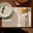 thumbnail image 5 of Brown Boho Geometric and Plant Pattern Summer Placemats Table Placemats Set Of 4-Linen Kitchen Washable Placemats Table Mats 11.8"x17.7"Non-Slip Heat Resistant, 5 of 6