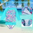 thumbnail image 2 of Little Girls 2-Piece Swimsuit Set Long Sleeve Rash Guard Bathing Suit with UPF 50+ Sun Protection 2-8T, 2 of 6