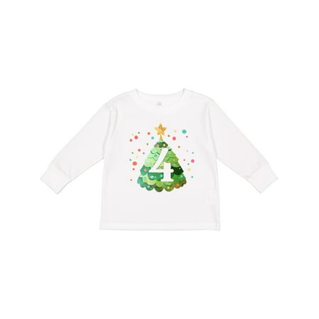 

Inktastic 4th Birthday Green Christmas Tree with Yellow Star Gift Toddler Boy or Toddler Girl Long Sleeve T-Shirt