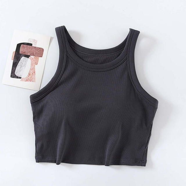LOVZFMLL Tank Tops for Women's Solid Color Chest Cushion Exposed Navel Camisole With Blouse