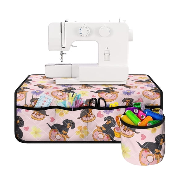 HELLHERO Dachshund Sewing Machine Pad Organizer Non-Slip Storage Bag Sewing Accessories to Keep Sewing Accessories 25.2×24.4 Inch