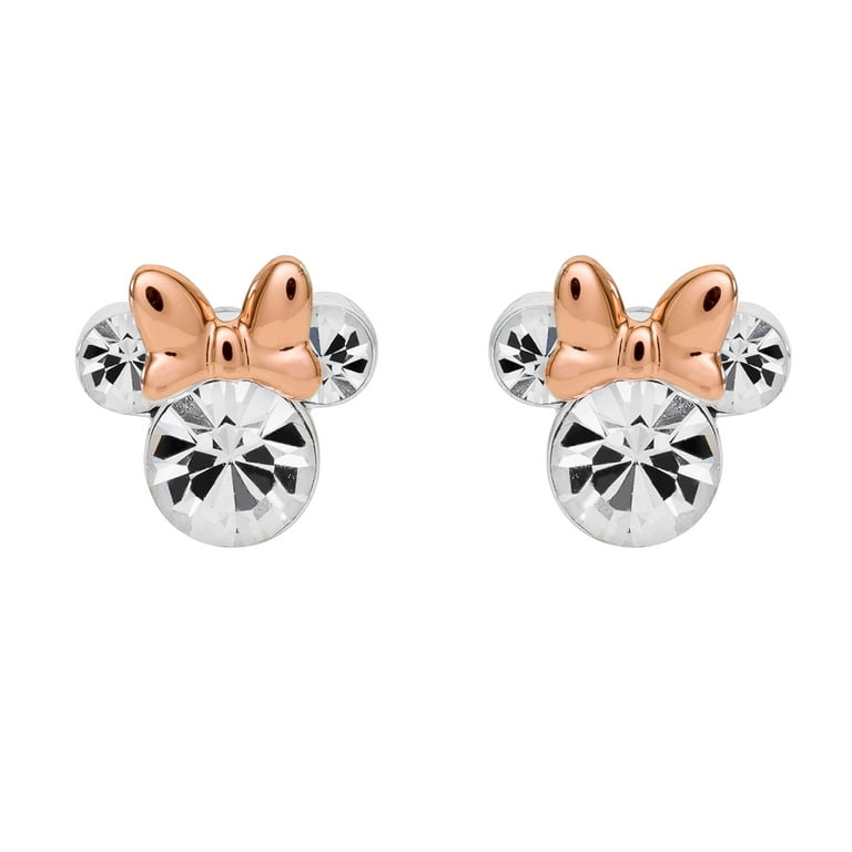Disney's minnie mouse rose gold tone crystal stud earrings sale