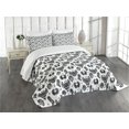 thumbnail image 3 of Ambesonne Gothic Quilted Bedspread Set 3 Pcs, Victorian Owls Flourish, King Size, Black Grey White, 3 of 5