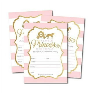 Blush Pink Gold Glitter Baby Shower Blank Invitations with Envelopes, 20ct  