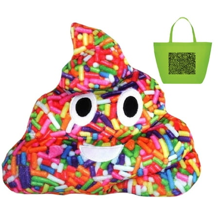 Emoji Plush Sprinkles Print Scented Poop Pillow & Reusable Doodle Tote (Best Position To Poop)