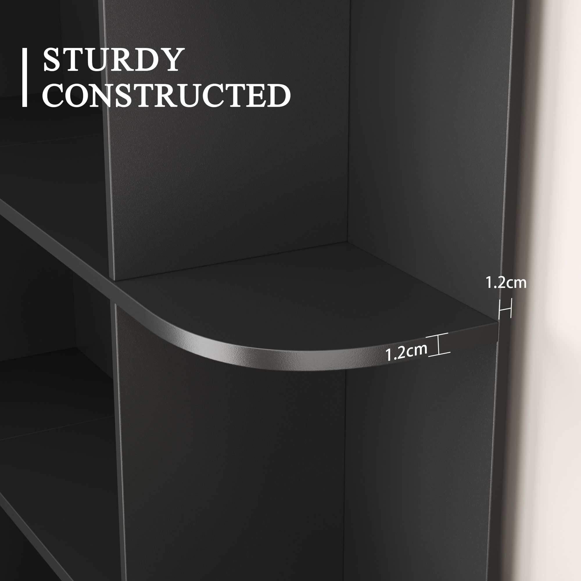 Homfa 6-Tier Corner Bookshelf, Black, 73.9 Inches photo 6