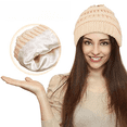 thumbnail image 4 of Gorro de punto con forro de satén microelástico, resistente al viento y cálido de estilo americano, 4 of 6