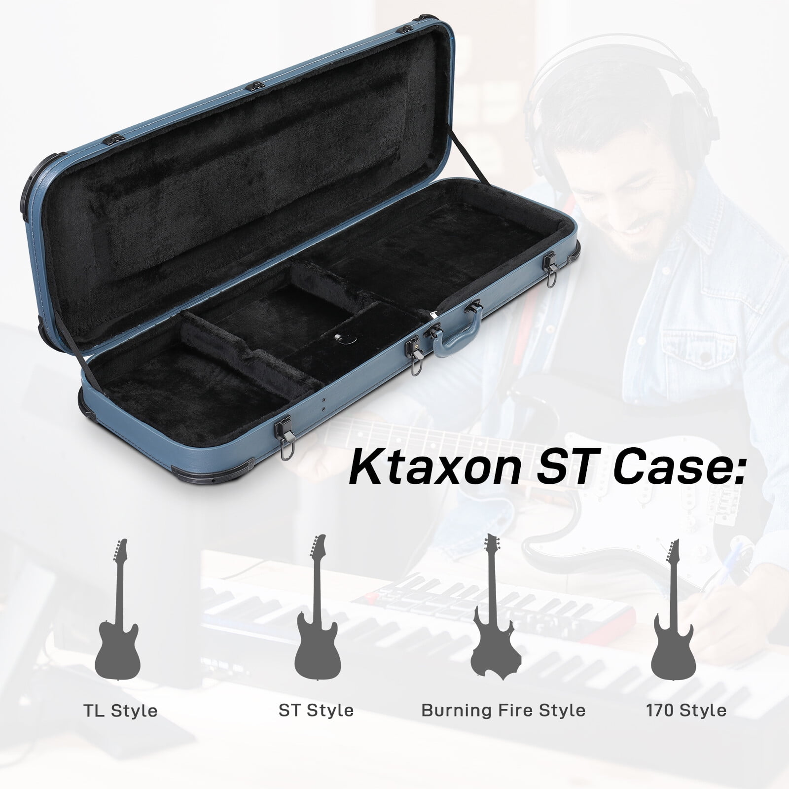 Yescom Electric Guitar Hard Case with Protective Sleeve for Stratocaster ST Tele PU Guitar Hard Case Lockable