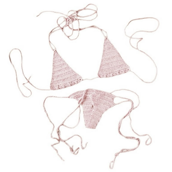 Jesscasday Women Crochet Swimsuit Bathing Suit, Beach Top and Side Adjustable Shorts Swim Wear
