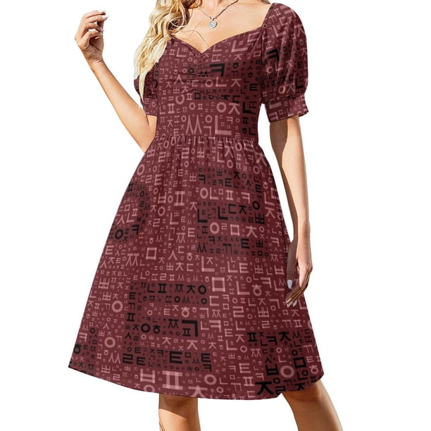Vestido de manga corta en idioma coreano (alfabeto coreano), atuendos de verano para mujer, vestido de cumpleaños para mujer, de lujo