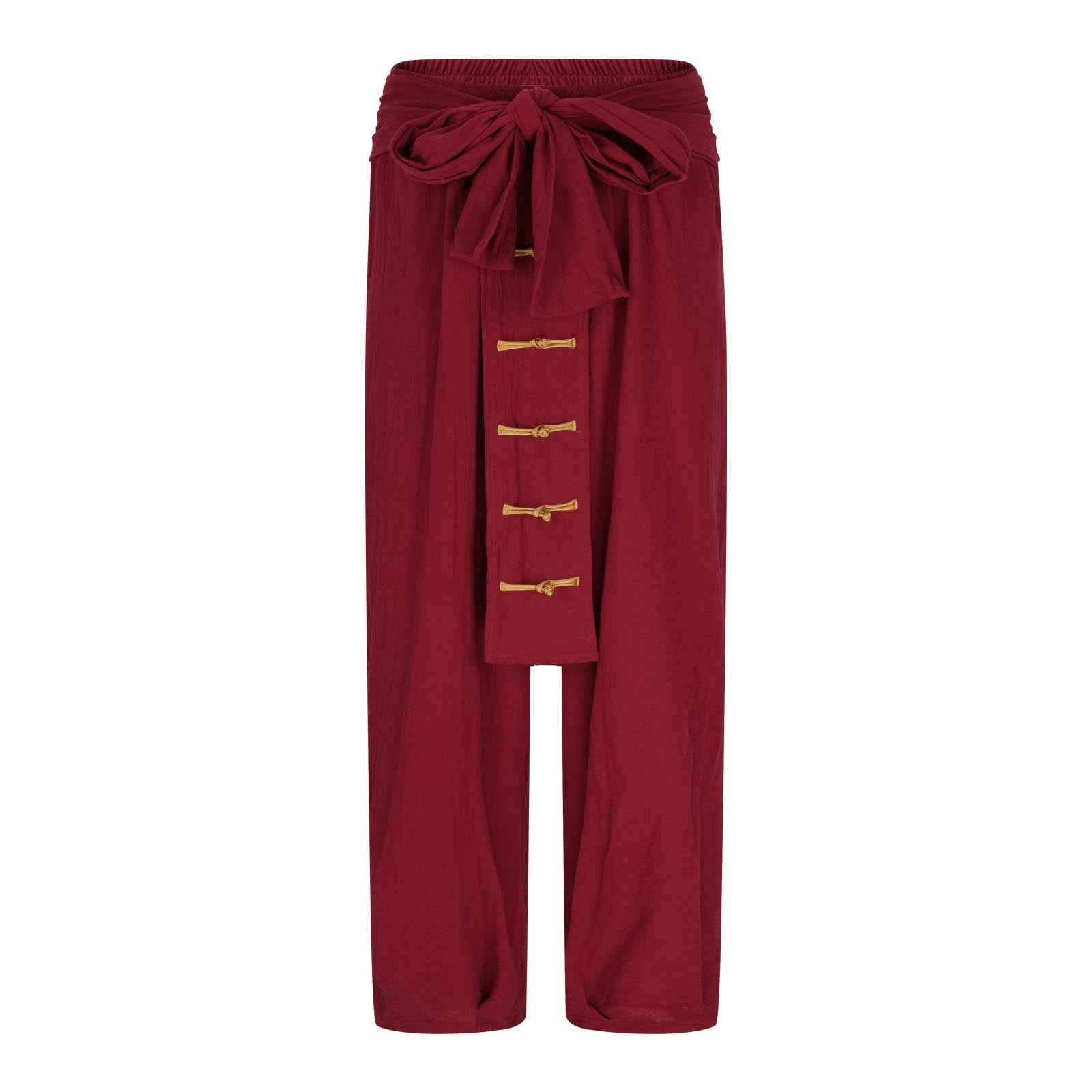 Men Chinese Style Kung Fu Pants Tai Chi Loose Trousers Casual Retro Wide Leg Pants Hippie Drop Crotch Harem Beach Trousers