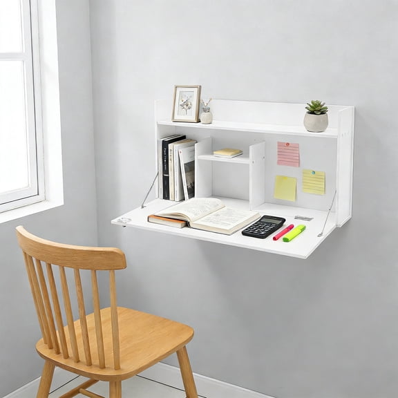 Wall Mounted Desk Cabinet Multifunctional Floating Desk Foldable Table Cabinet