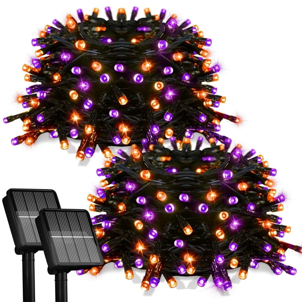 Luces solares de Halloween tipo flechllary, paquete de 2, 78 pies y 200 LED