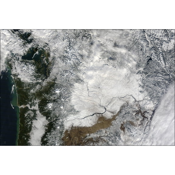24"x36" Gallery Poster, Pacific Northwest after storm, satellite view