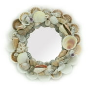 Natural Seashell Frame Small Round Wall Mirror 10 Inch Diameter